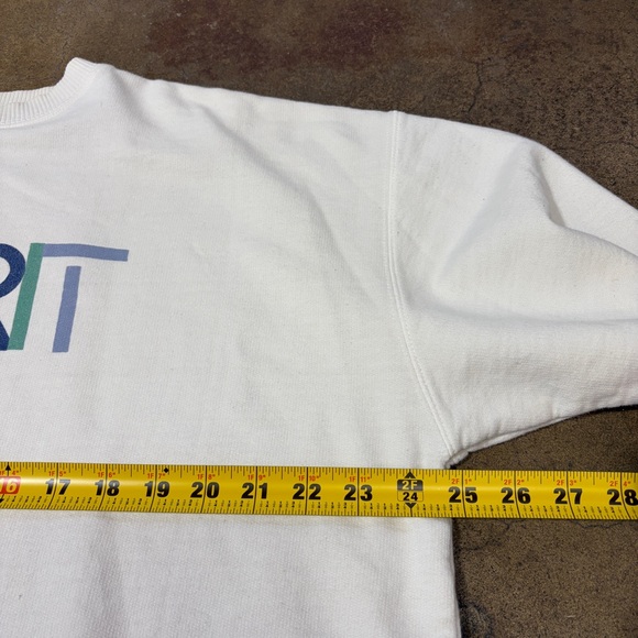 Vintage Esprit White Pullover Sweatshirt Long Sleeve with Multicolor Logo 90s - Picture 6 of 9